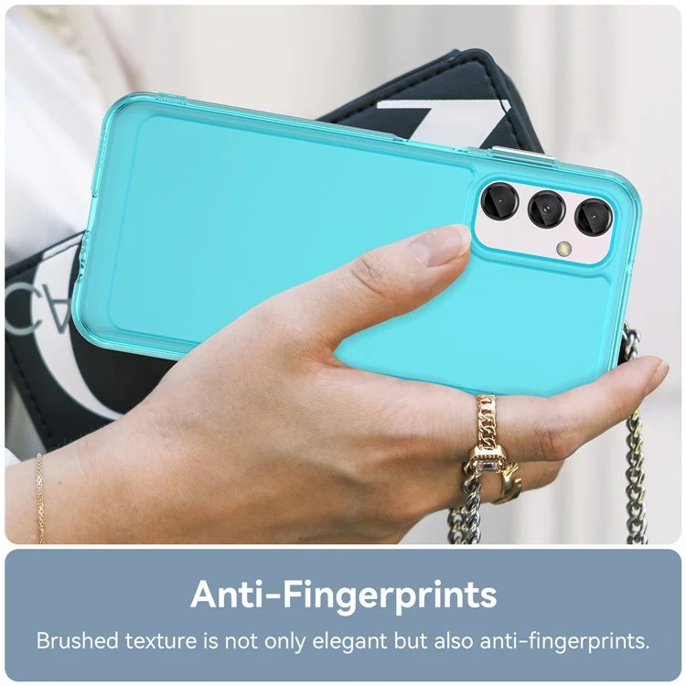 Candy Series TPU Phone Case for Samsung Galaxy M14 5G Drop Proof Air Cushions Clear Cover - Transparent Blue
