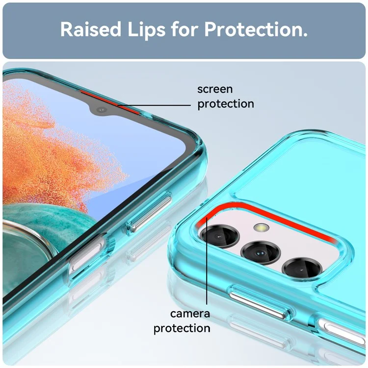 Candy Series TPU Phone Case for Samsung Galaxy M14 5G Drop Proof Air Cushions Clear Cover - Transparent Blue