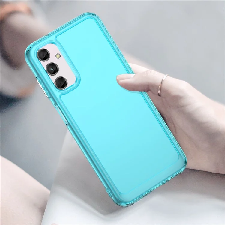 Candy Series TPU Phone Case for Samsung Galaxy M14 5G Drop Proof Air Cushions Clear Cover - Transparent Blue