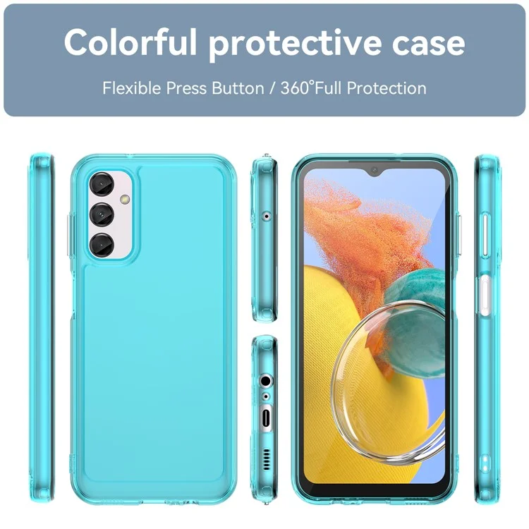 Candy Series TPU Phone Case for Samsung Galaxy M14 5G Drop Proof Air Cushions Clear Cover - Transparent Blue
