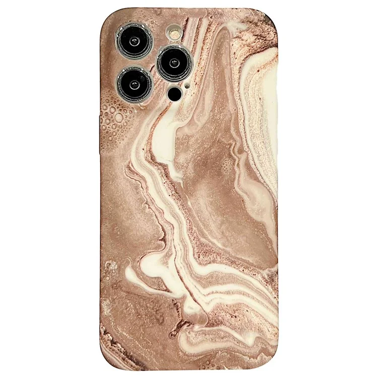 For iPhone 14 Pro IMD Marble Pattern Phone Cover Scratch Resistant Soft TPU Back Case - Brown