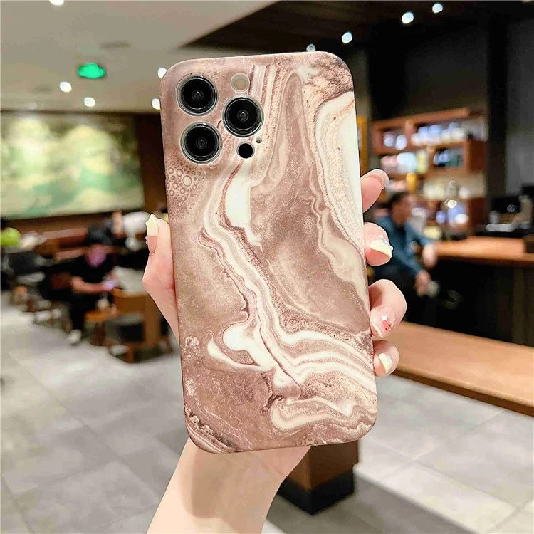 For iPhone 14 Pro IMD Marble Pattern Phone Cover Scratch Resistant Soft TPU Back Case - Brown
