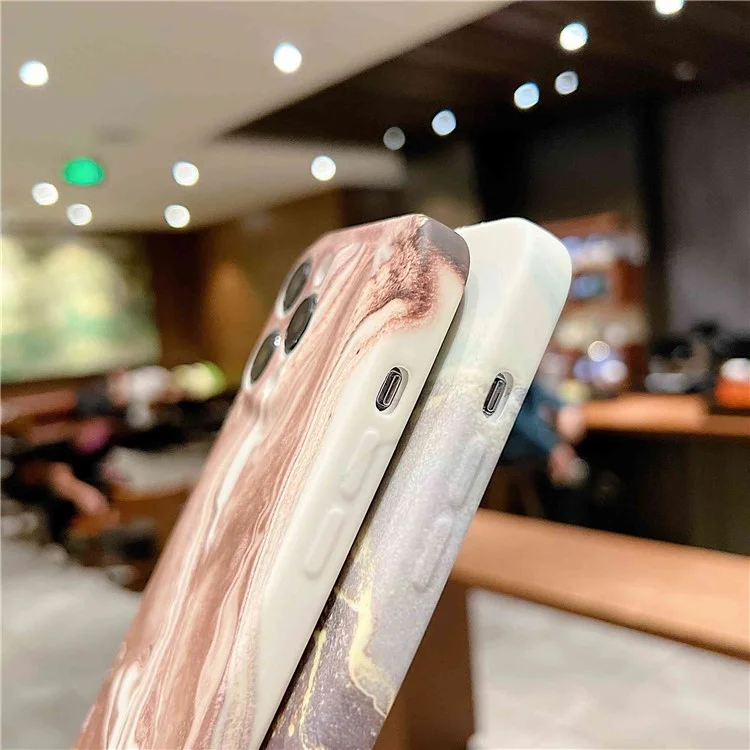 For iPhone 14 Pro IMD Marble Pattern Phone Cover Scratch Resistant Soft TPU Back Case - Brown