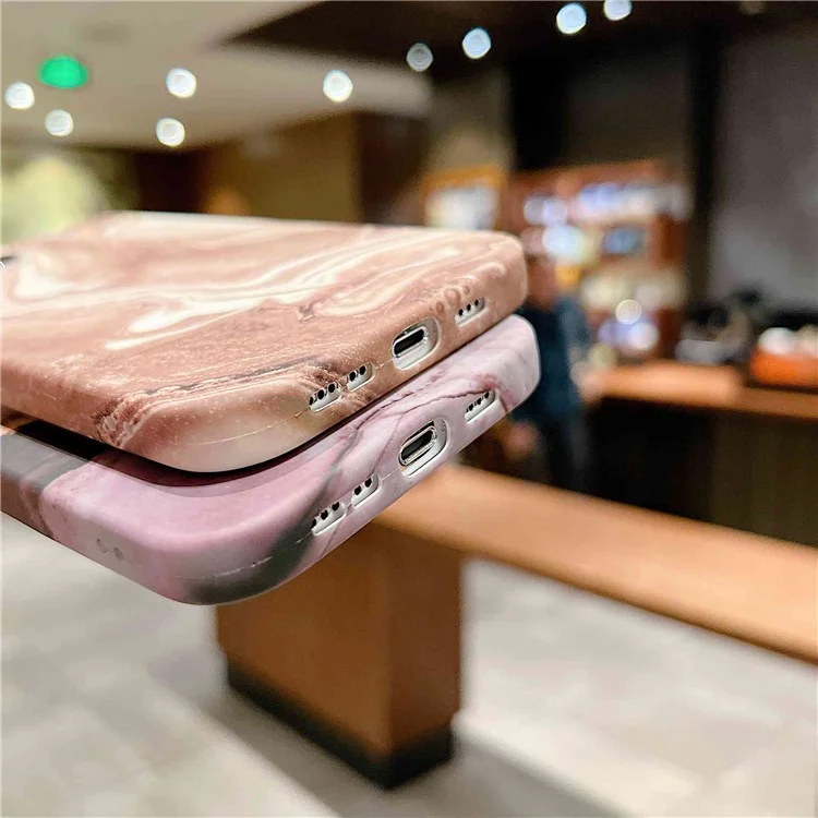 For iPhone 14 Pro IMD Marble Pattern Phone Cover Scratch Resistant Soft TPU Back Case - Brown