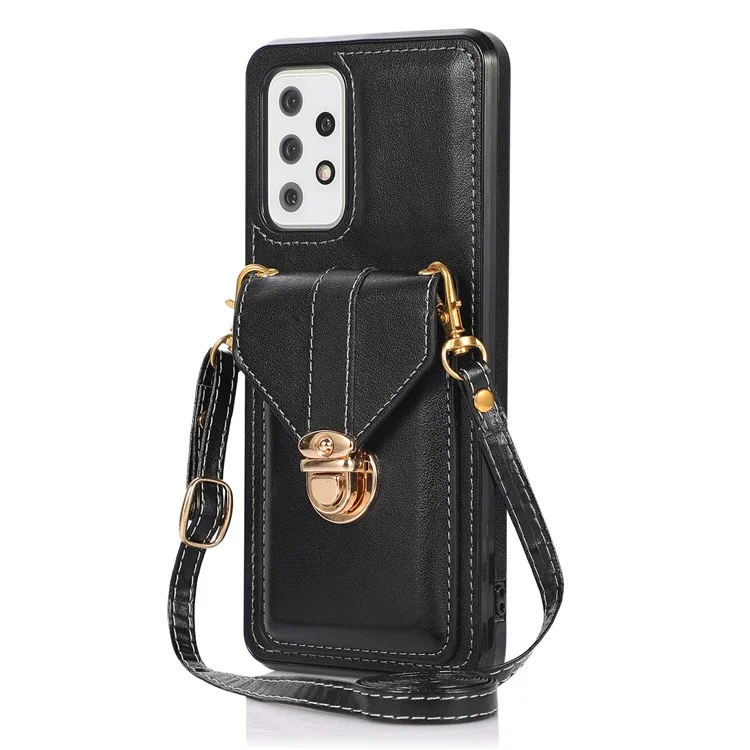 Para Samsung Galaxy A52 4G / 5G / A52s 5G Kickstand Phone Cover Funda de piel de PU+TPU con soporte para tarjetas - Negro
