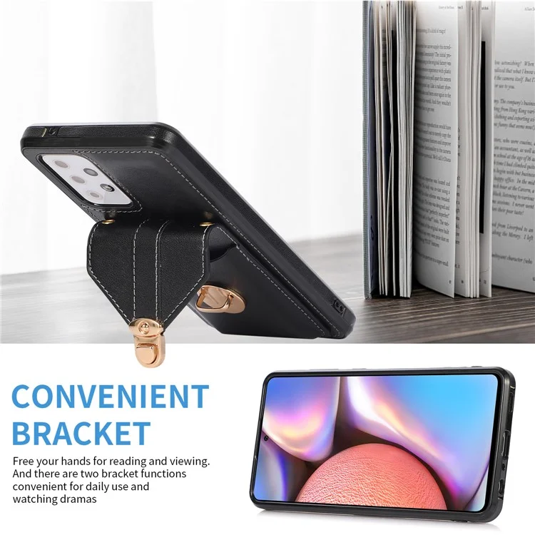 Para Samsung Galaxy A52 4G / 5G / A52s 5G Kickstand Phone Cover Funda de piel de PU+TPU con soporte para tarjetas - Negro