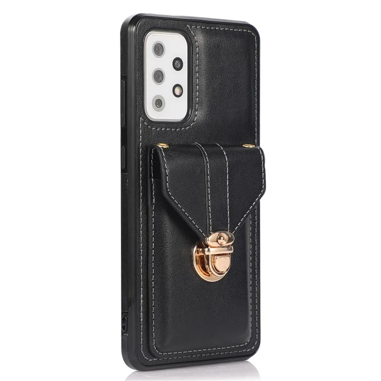 Para Samsung Galaxy A52 4G / 5G / A52s 5G Kickstand Phone Cover Funda de piel de PU+TPU con soporte para tarjetas - Negro