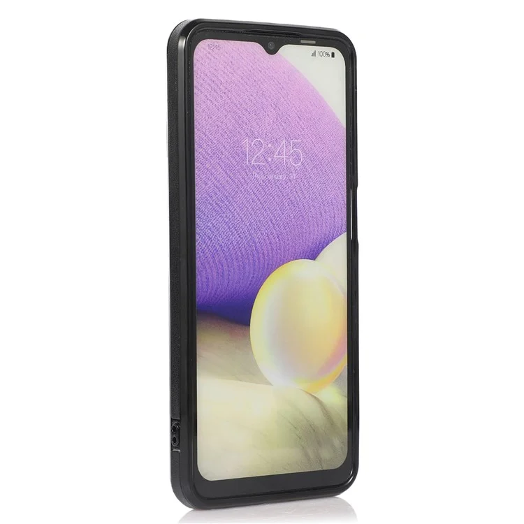 Card Holder Case for Samsung Galaxy A32 5G / M32 5G Shockproof Kickstand PU Leather+TPU Phone Cover - Black