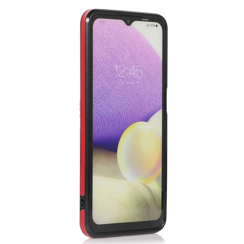 For Samsung Galaxy A32 4G (EU Version) Card Holder Case PU Leather+TPU Phone Cover with Kickstand - Red