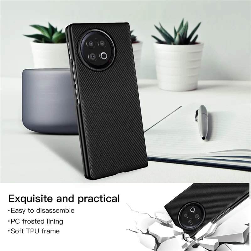 VILI TC Series Shockproof Phone Case for vivo X Fold2 Textured PU Leather Coated PC+TPU Cover