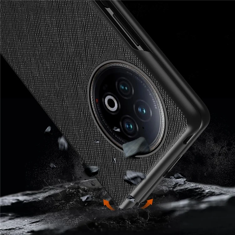 Per vivo X Fold2 Anti-scratch Cross Texture Phone Case Rubberized PU Leather Coated PC Back Cover - Nero