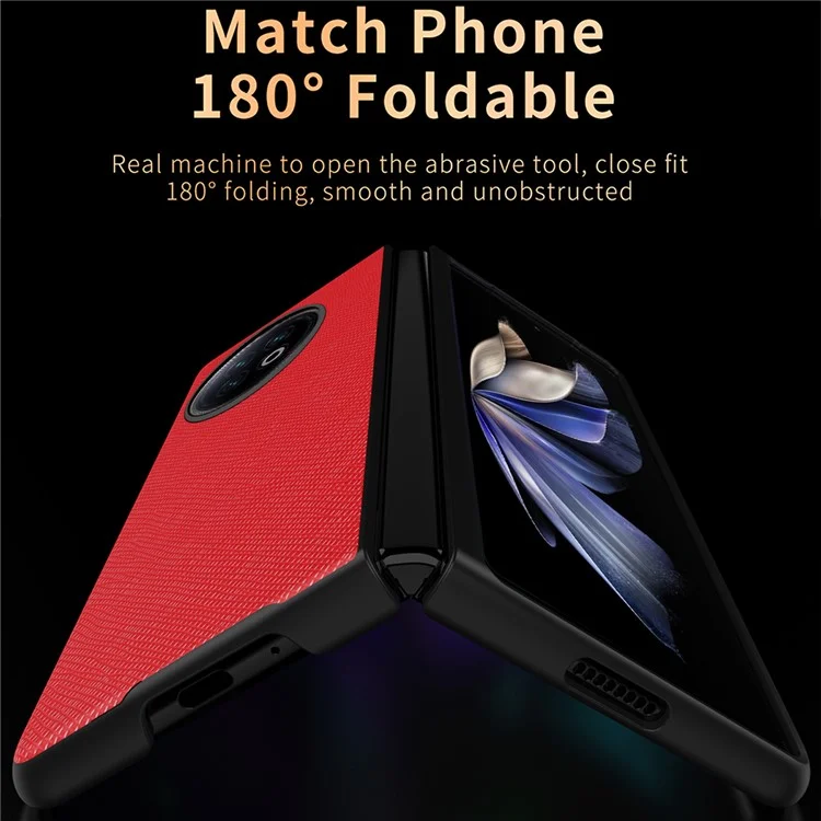 Per vivo X Fold2 Anti-scratch Cross Texture Phone Case Rubberized PU Leather Coated PC Back Cover - Nero