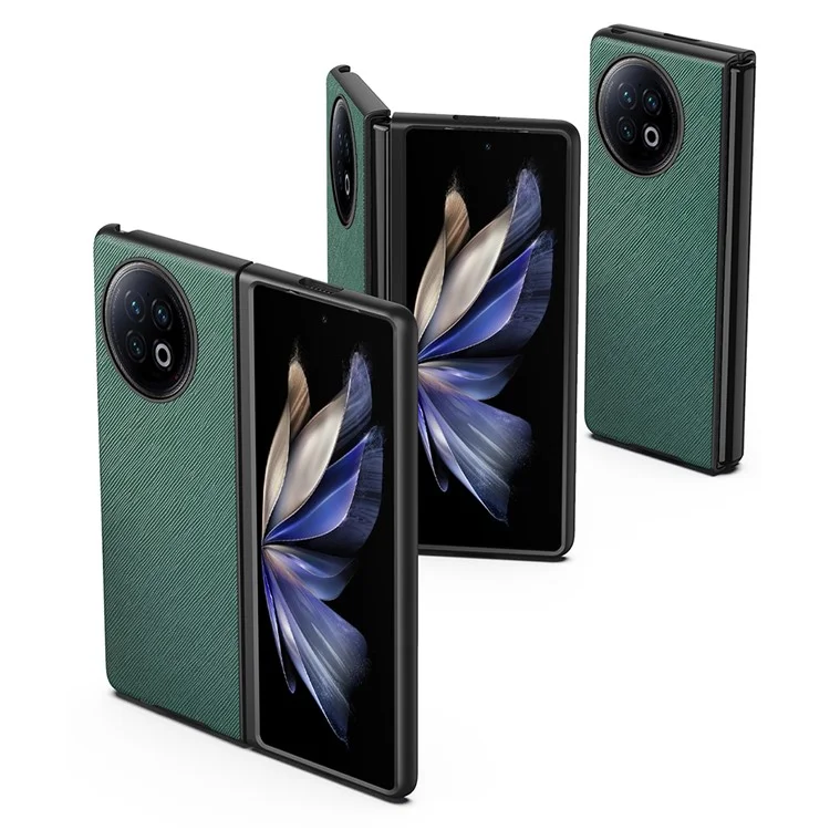 Per vivo X Fold2 Anti-scratch Cross Texture Phone Case Rubberized PU Leather Coated PC Back Cover - Nero