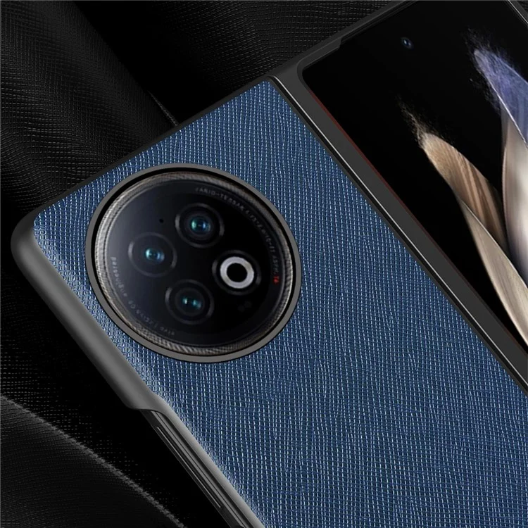 Per vivo X Fold2 Anti-scratch Cross Texture Phone Case Rubberized PU Leather Coated PC Back Cover - Nero