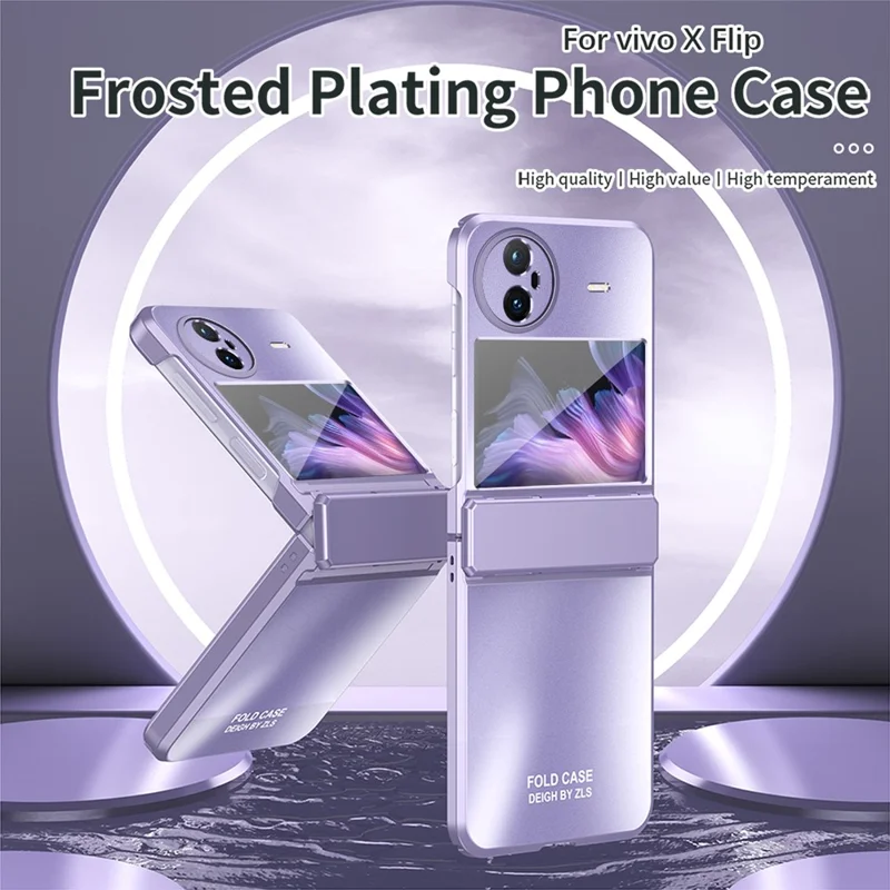 Para vivo X Flip Electroplating PC Phone Case Anti-Fall Matte Cover - Oro