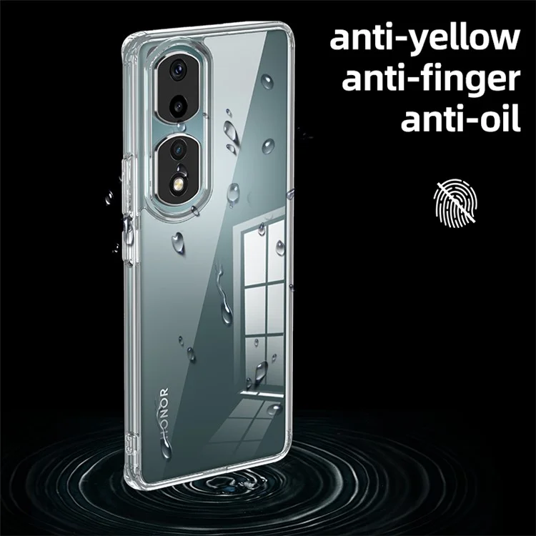 Phone Case for Honor 90 Pro Drop Resistant Airbag Protection PC+TPU Cellphone Back Cover - Transparent