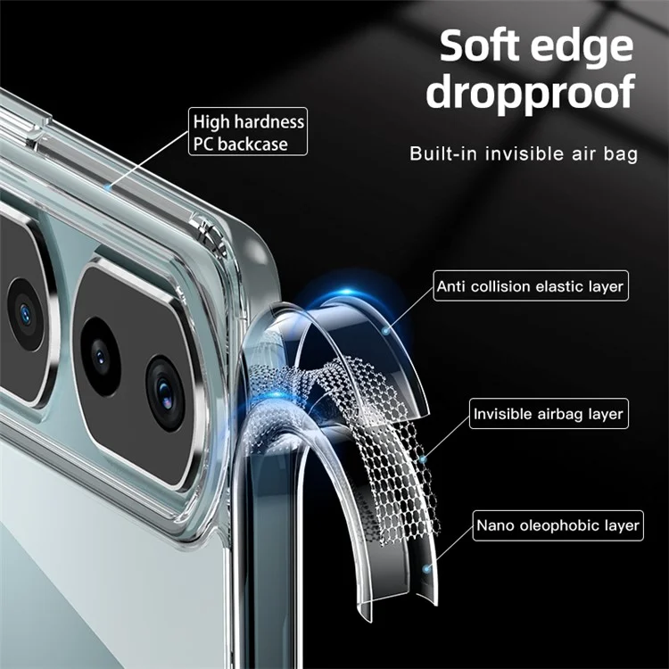 Phone Case for Honor 90 Pro Drop Resistant Airbag Protection PC+TPU Cellphone Back Cover - Transparent