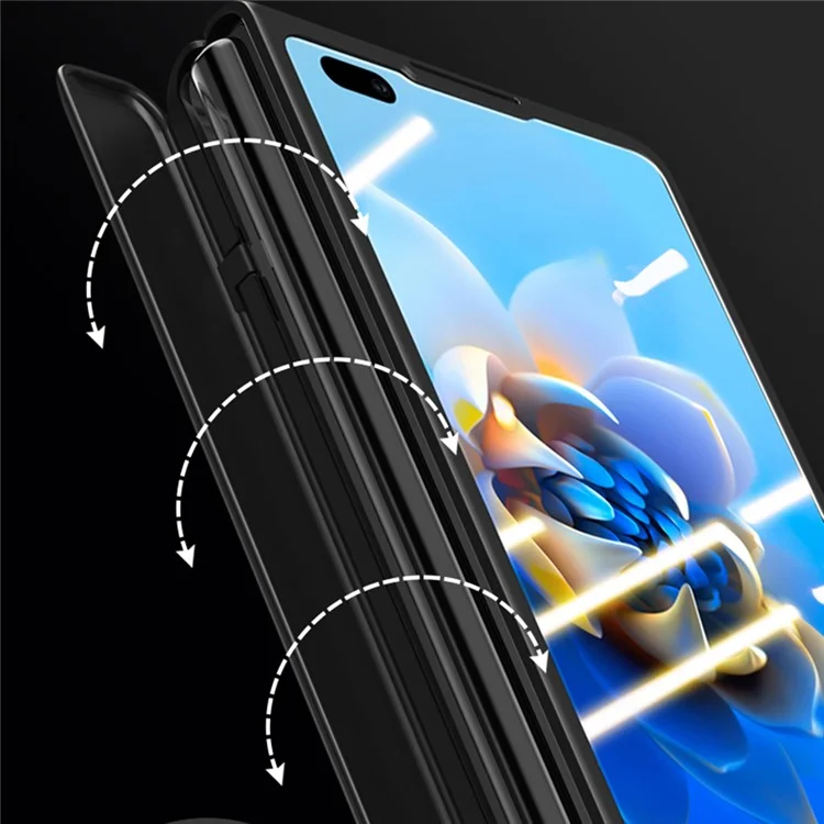 Para Huawei Mate X2 4G / 5G Hinge Protection Phone Case Hard PC Kickstand Cover with Tempered Glass Film - Pink