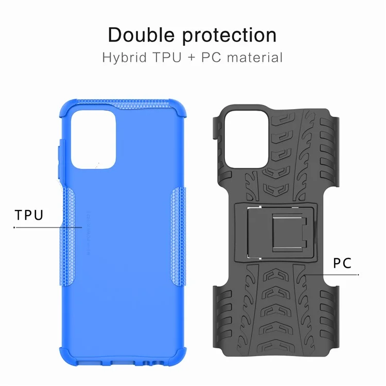 Pour Motorola Moto G Power 5G PC+TPU Kickstand Cover Tyre Pattern Anti-slip Phone Case - Red