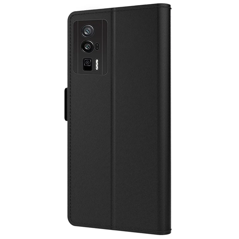 Leather Case for Xiaomi Poco F5 Pro 5G / Redmi K60 5G / K60 Pro 5G Mirror Design Stand Card Holder Phone Cover - Black