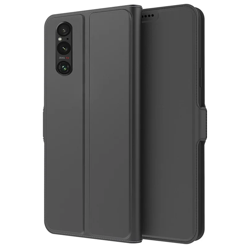 Custodia Stand per Sony Xperia 1 V Porta Carte Portafoglio in Pelle PU Antiurto Cover Flip - Nero