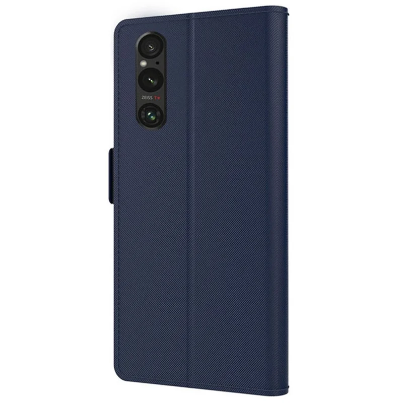 Pour Sony Xperia 1 V Coque en cuir antichoc Conception miroir Support Porte-cartes Housse de téléphone - Bleu