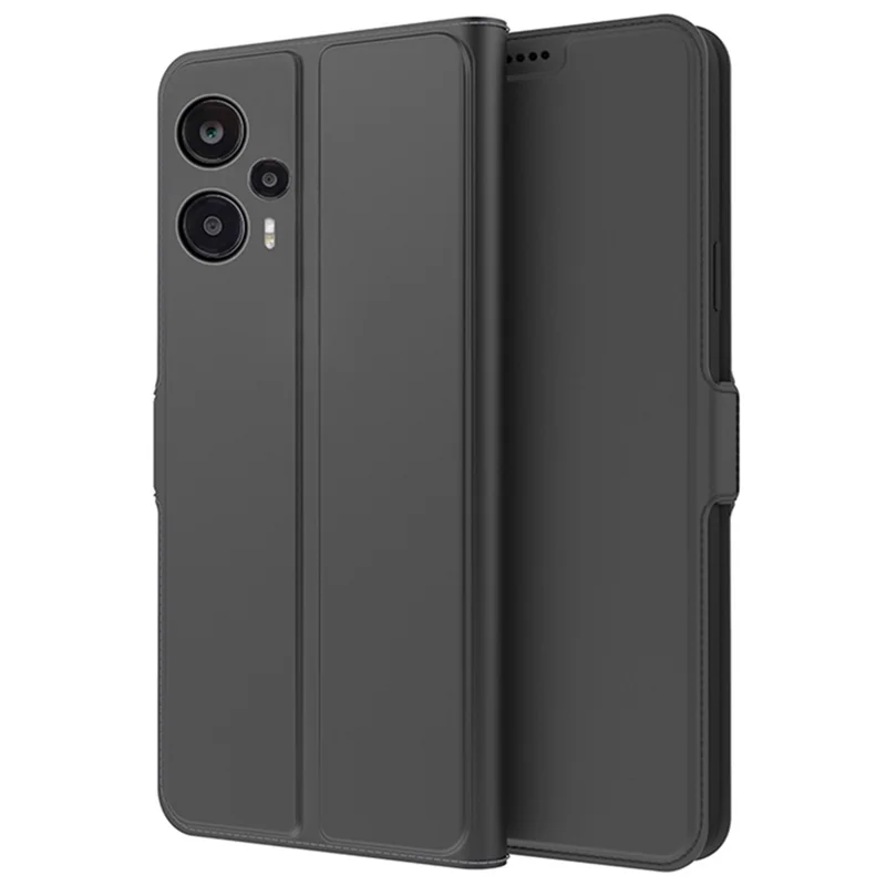 Антидропный чехол для Xiaomi Redmi Note 12 Turbo / Poco F5 5G с держателем для карт, чехол-подставка из искусственной кожи - черный