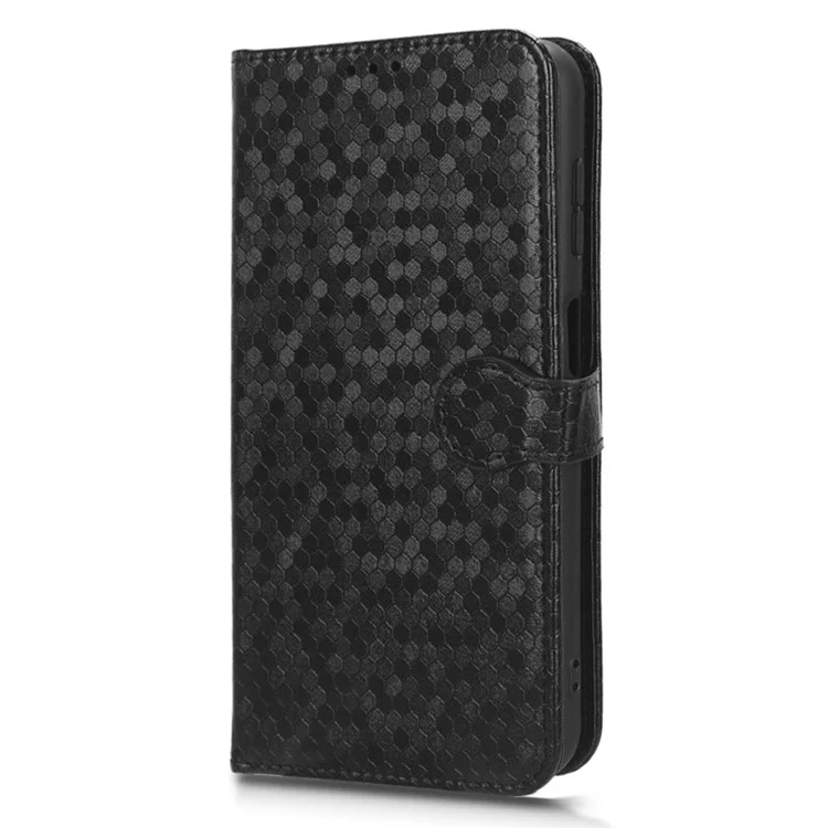For Samsung Galaxy M54 5G / F54 5G Leather Phone Case Imprinted Dot Pattern Smartphone Cover with Stand Wallet - Black