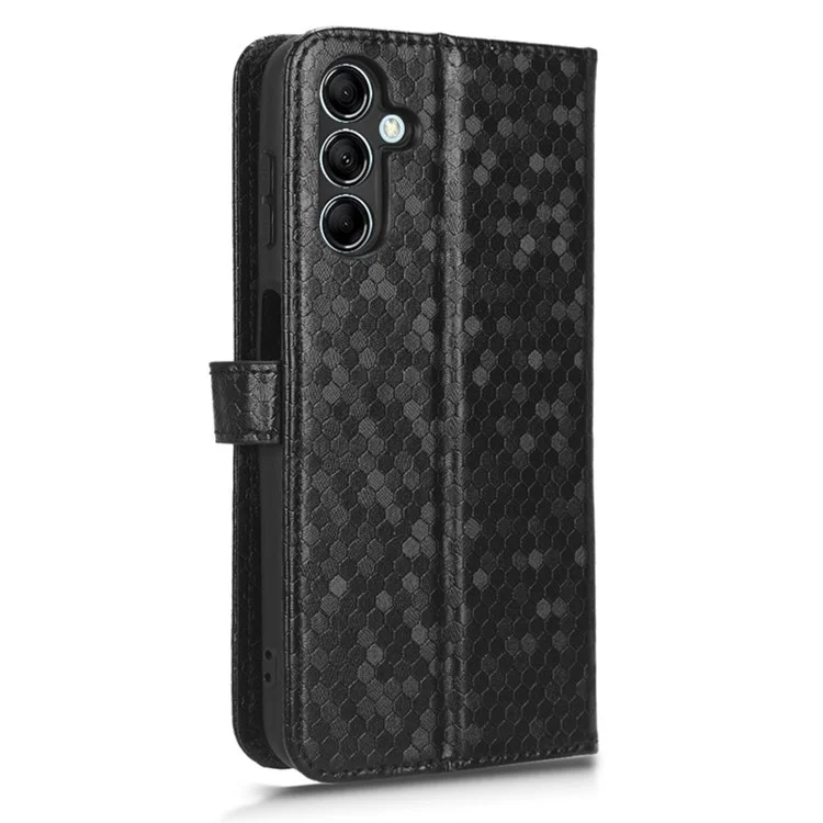 For Samsung Galaxy M54 5G / F54 5G Leather Phone Case Imprinted Dot Pattern Smartphone Cover with Stand Wallet - Black