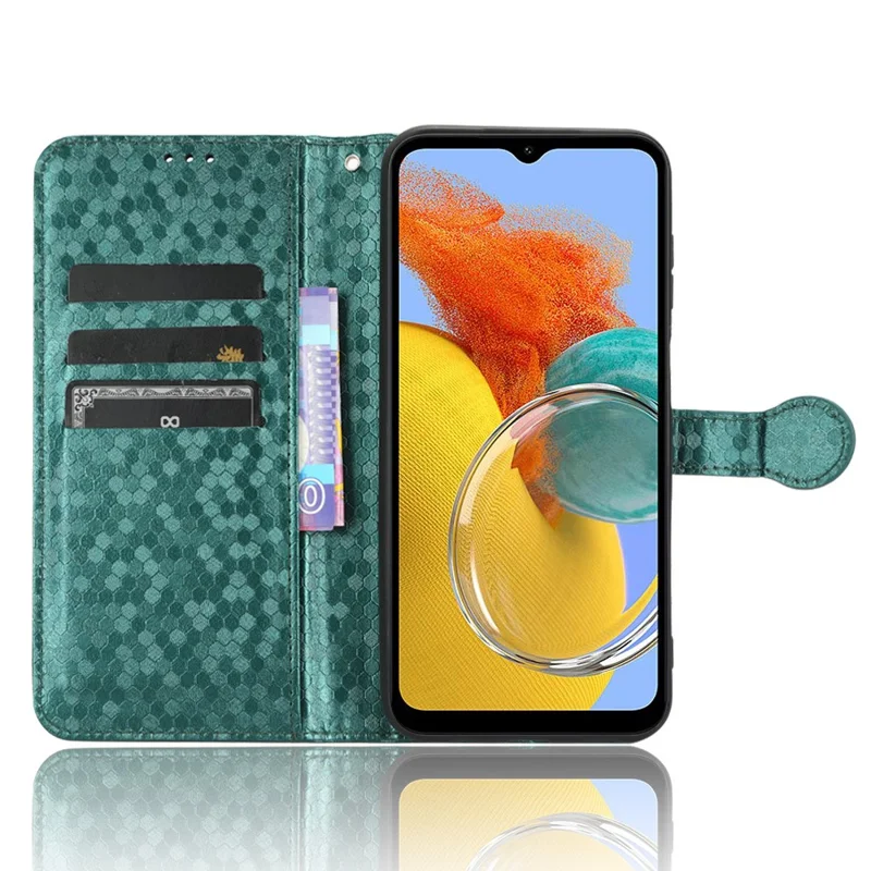 For Samsung Galaxy M54 5G / F54 5G Leather Phone Case Imprinted Dot Pattern Smartphone Cover with Stand Wallet - Green