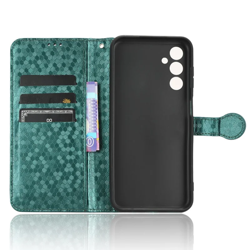 For Samsung Galaxy M54 5G / F54 5G Leather Phone Case Imprinted Dot Pattern Smartphone Cover with Stand Wallet - Green