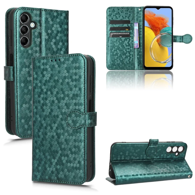 For Samsung Galaxy M54 5G / F54 5G Leather Phone Case Imprinted Dot Pattern Smartphone Cover with Stand Wallet - Green