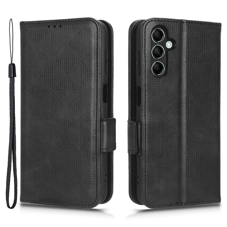 Per Samsung Galaxy M54 5G / F54 5G Custodia Portafoglio in Pelle PU con Motivo a Triangolo Stampato e Supporto - Nero
