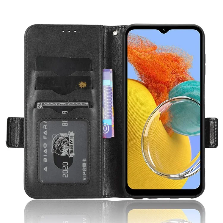 Per Samsung Galaxy M54 5G / F54 5G Custodia Portafoglio in Pelle PU con Motivo a Triangolo Stampato e Supporto - Nero