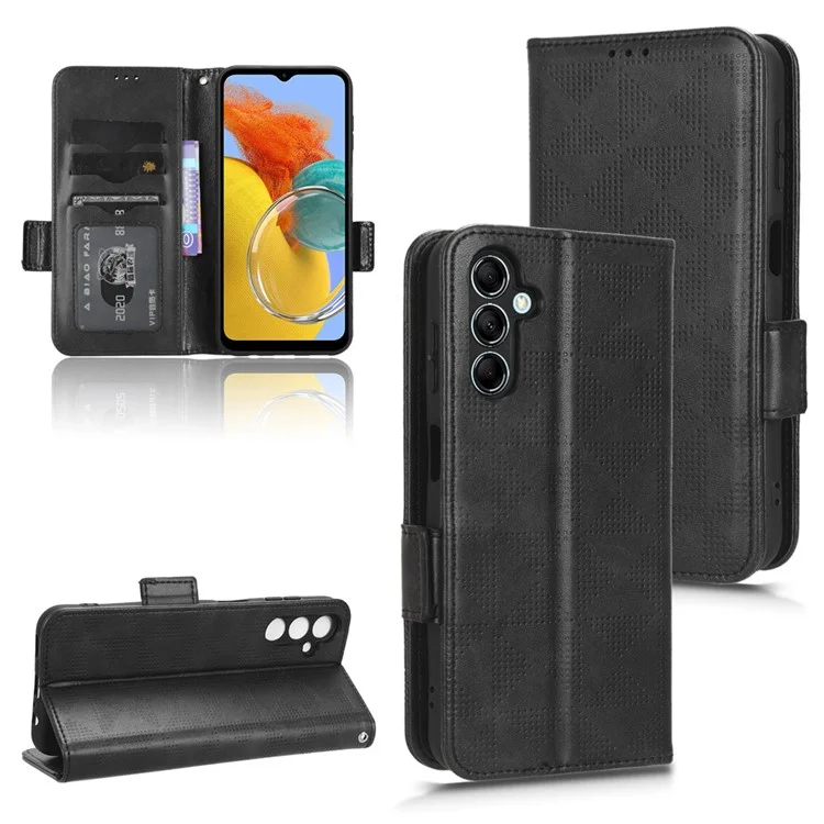 Per Samsung Galaxy M54 5G / F54 5G Custodia Portafoglio in Pelle PU con Motivo a Triangolo Stampato e Supporto - Nero