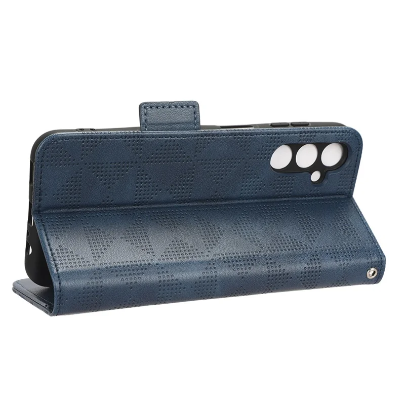 For Samsung Galaxy M54 5G / F54 5G PU Leather Wallet Phone Case Imprinted Triangle Phone Cover with Stand - Blue