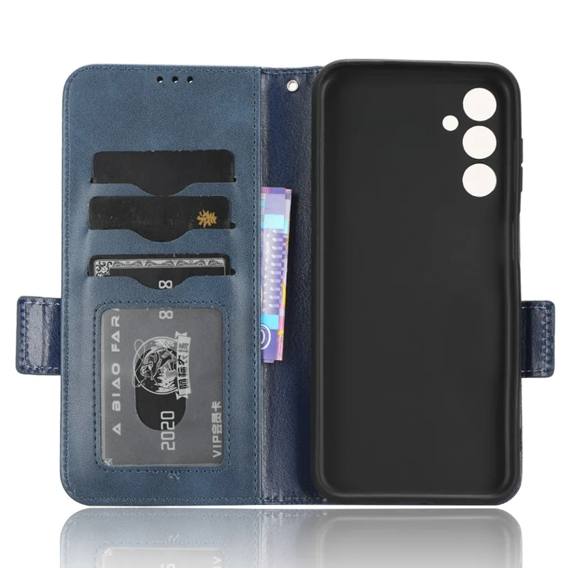 For Samsung Galaxy M54 5G / F54 5G PU Leather Wallet Phone Case Imprinted Triangle Phone Cover with Stand - Blue
