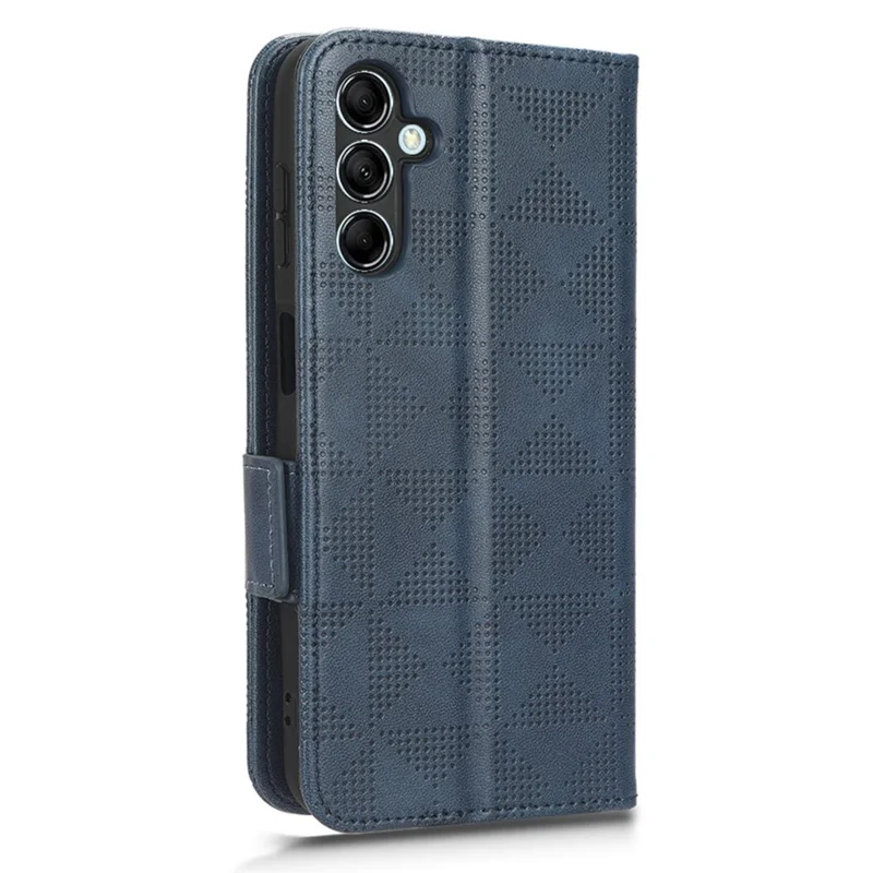 For Samsung Galaxy M54 5G / F54 5G PU Leather Wallet Phone Case Imprinted Triangle Phone Cover with Stand - Blue