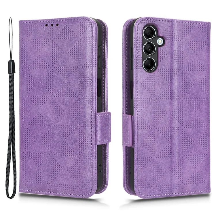 For Samsung Galaxy M54 5G / F54 5G PU Leather Wallet Phone Case Imprinted Triangle Phone Cover with Stand - Purple