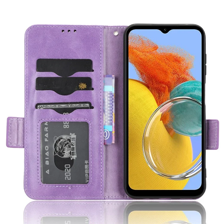 For Samsung Galaxy M54 5G / F54 5G PU Leather Wallet Phone Case Imprinted Triangle Phone Cover with Stand - Purple