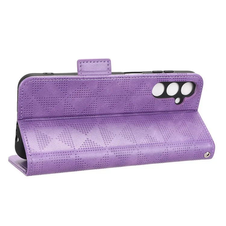 For Samsung Galaxy M54 5G / F54 5G PU Leather Wallet Phone Case Imprinted Triangle Phone Cover with Stand - Purple