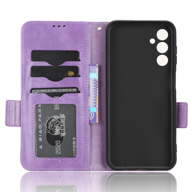 For Samsung Galaxy M54 5G / F54 5G PU Leather Wallet Phone Case Imprinted Triangle Phone Cover with Stand - Purple