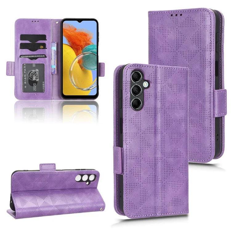 For Samsung Galaxy M54 5G / F54 5G PU Leather Wallet Phone Case Imprinted Triangle Phone Cover with Stand - Purple