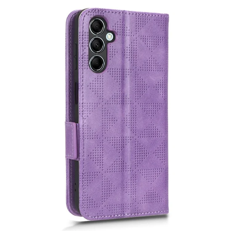 For Samsung Galaxy M54 5G / F54 5G PU Leather Wallet Phone Case Imprinted Triangle Phone Cover with Stand - Purple