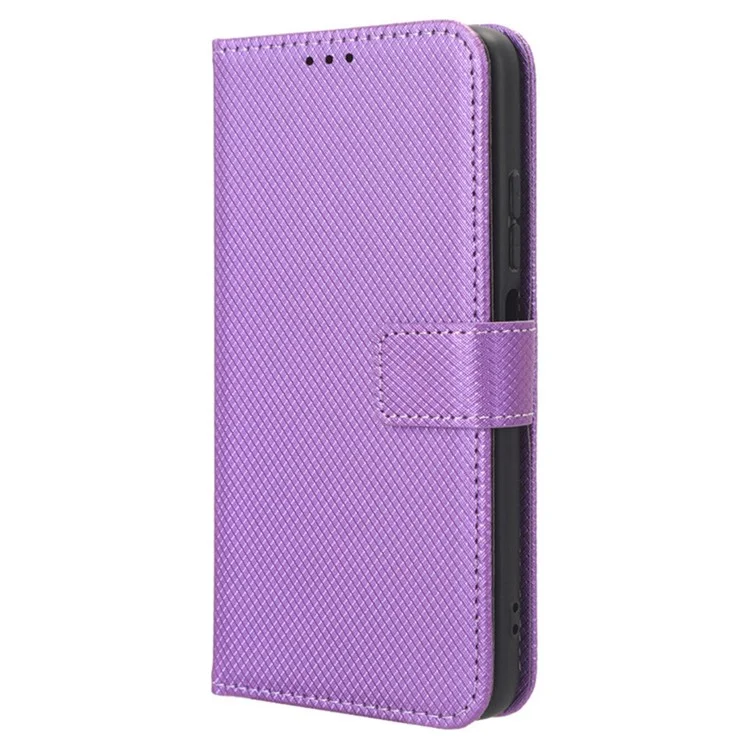PU Leather Wallet Case for Xiaomi Redmi Note 12S 4G ,  Diamond Texture Phone Stand Cover - Purple