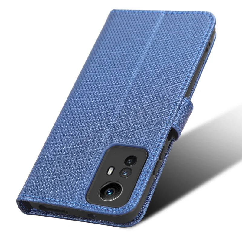 PU Leather Wallet Case for Xiaomi Redmi Note 12S 4G ,  Diamond Texture Phone Stand Cover - Blue