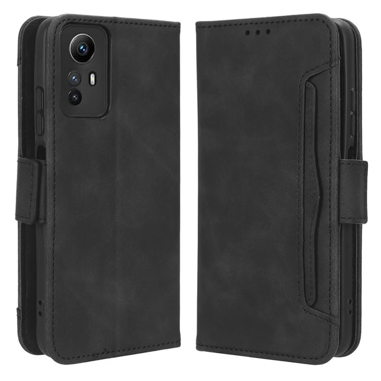 For Xiaomi Redmi Note 12S 4G PU Leather Case with Multiple Card Slots, Cell Phone Stand Wallet Cover - Black