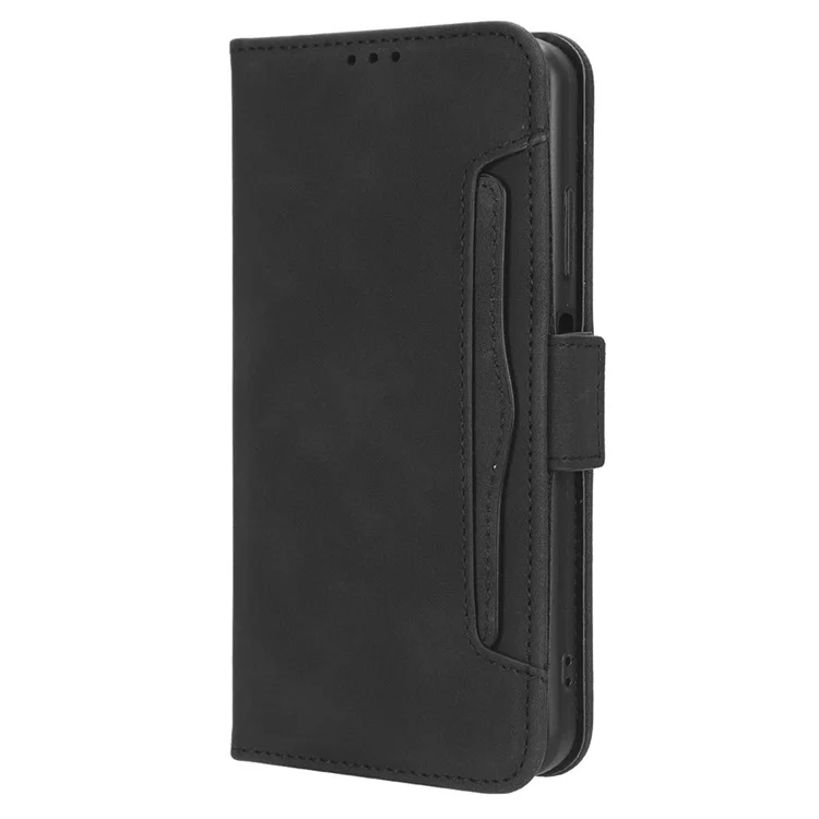 For Xiaomi Redmi Note 12S 4G PU Leather Case with Multiple Card Slots, Cell Phone Stand Wallet Cover - Black