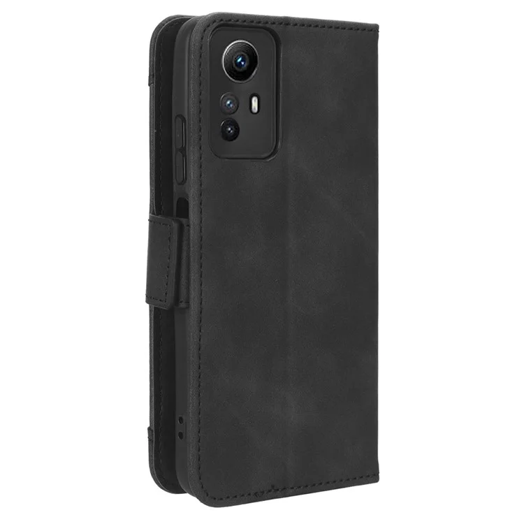 For Xiaomi Redmi Note 12S 4G PU Leather Case with Multiple Card Slots, Cell Phone Stand Wallet Cover - Black