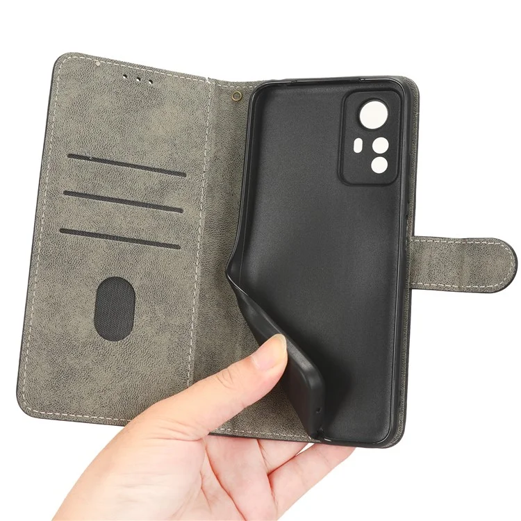 RFID Blocking Phone Case for Xiaomi Redmi Note 12S 4G , Wallet Stand Leather Cover with Strap - Brown